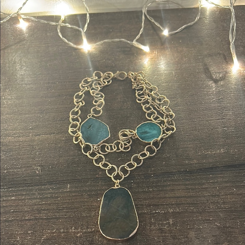Elegant Gold and Blue Necklace